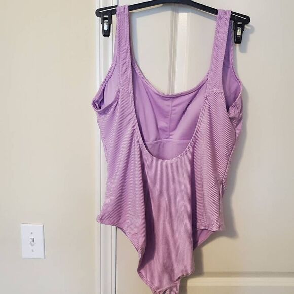 Ninety-Nine Lavender Ribbed Scoop Swimsuit XL - Picture 3 of 7